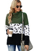 Turtleneck Splicing Chunky Knit Pullover Sweater